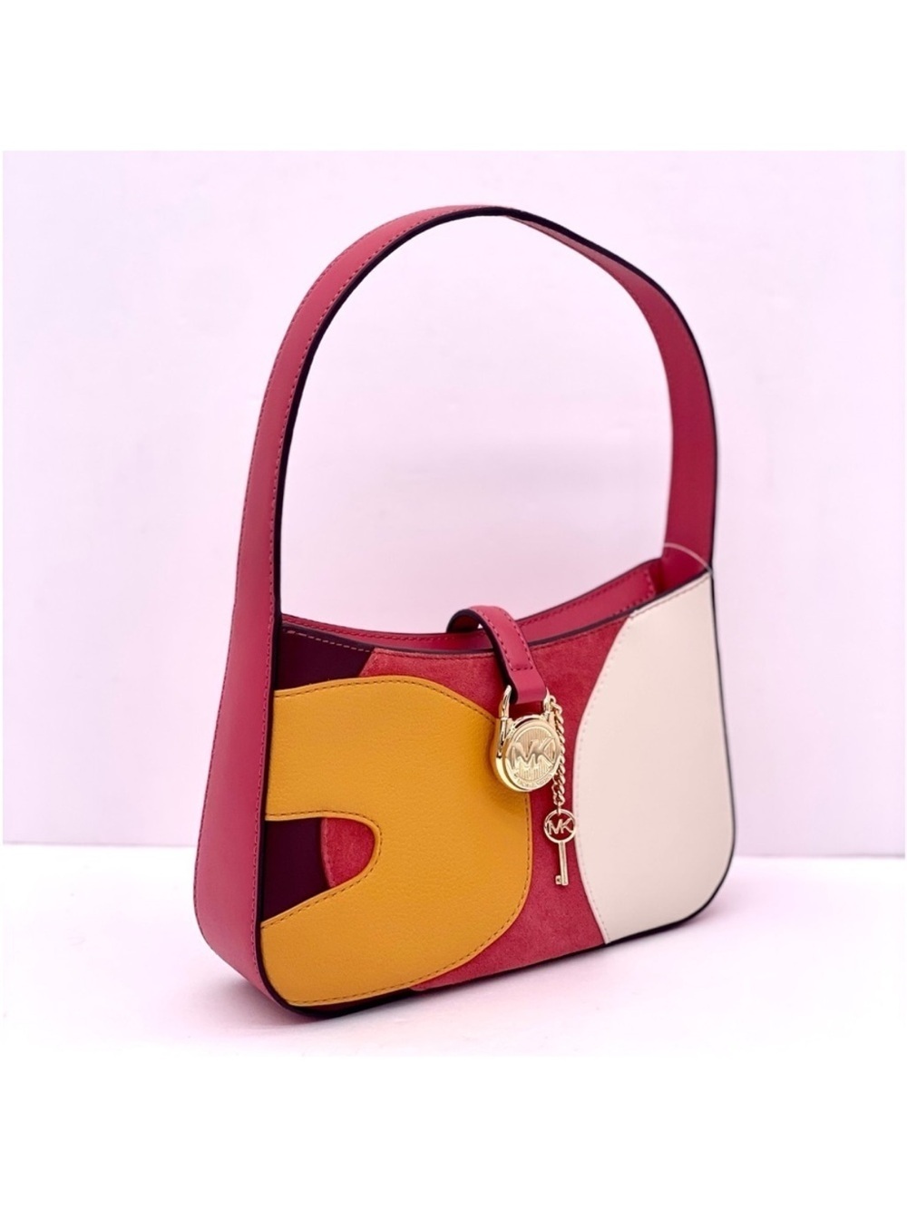 Michael Kors Pink, Yellow & Cream Colorblock Shoulder Bag